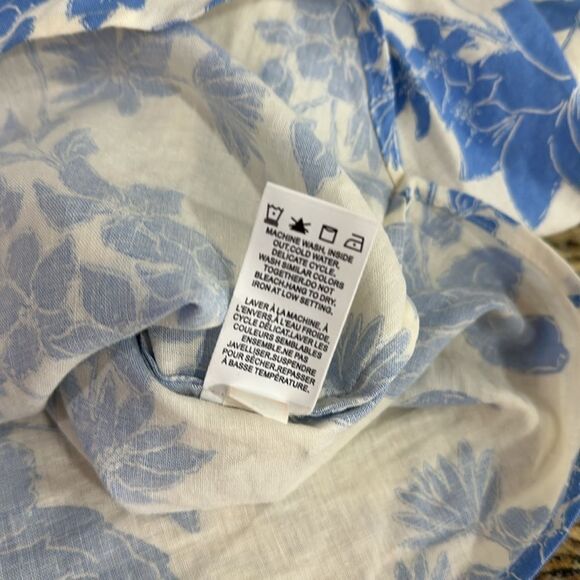 RW & Co Linen Blend Floral Print 3/4 Sleeve V-neck Top Blouse Size S - Picture 6 of 9